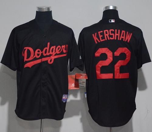 Dodgers #22 Clayton Kershaw Black Strip Stitched MLB Jersey